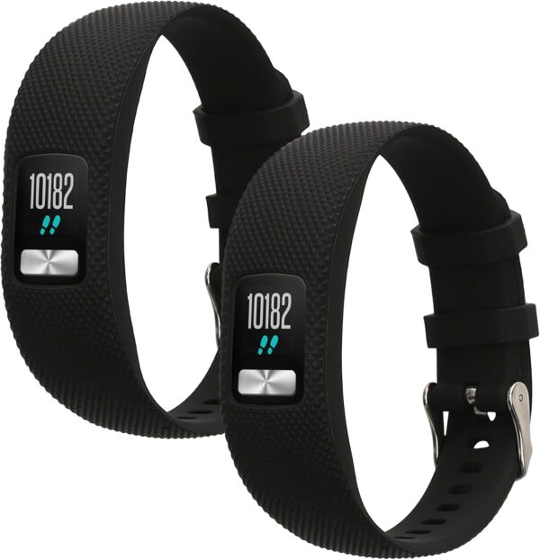 kwmobile Straps Compatible with Garmin Vivofit 4 Straps - 2x Replacement Silicone Watch Bands - Smartwatch or Fitness Tracker - Black/Dark Blue - Image 2