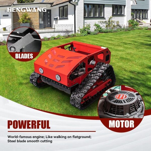 HENGWANG Remote Control Lawn Mower Electric Start 45° Climbing Adjustable Mowing Height Four-Wheel Drive All Terrain Grass Cutter Yard Mower (HW-224-55) - Image 5