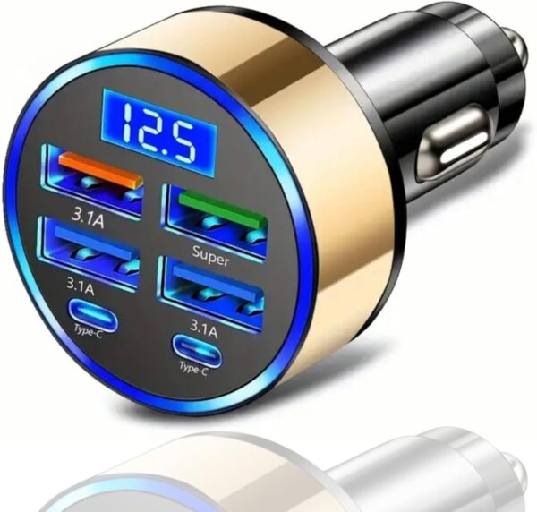 Car USB 6 in 1 Super fast 30 minute Car Charger for IPhone, Ipad, Samsung Super Fast Charging Multi charge 3X Times Faster Roxley Device - Image 2