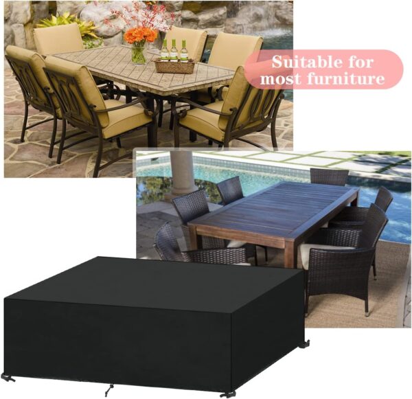 SanGlory Garden Furniture Cover, Rectangular Patio Table Cover, Waterproof Outdoor Garden Table Cover, Oxford Fabric Patio Furniture Covers for Chair and Table Rattan Sofa Covers 200x100x71cm - Image 8