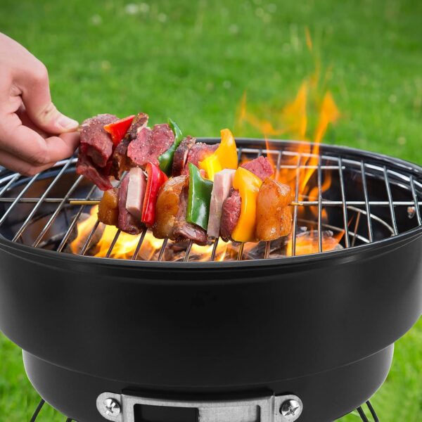 Shineyoo Portable BBQ Grill - Small Charcoal Barbecue with Insulated Bag for Camping, Outdoor, Travel & Garden - Black, 26 × 26 ×18cm - Image 5
