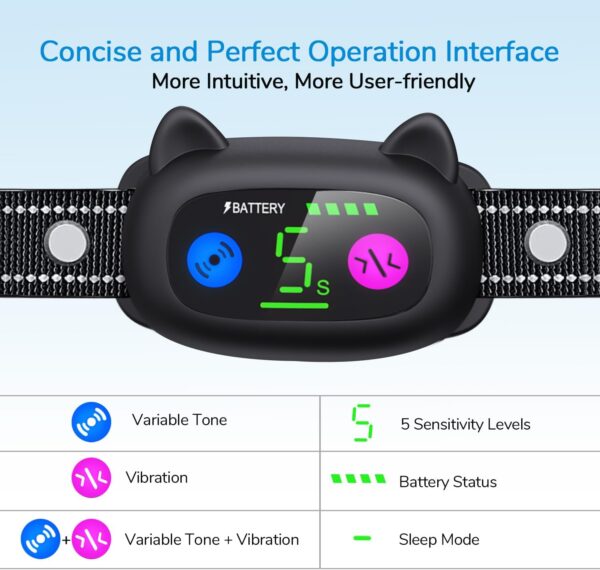 Animoul Dog Bark Training Collar – Humane No-Bark Device with Vibration and Beep Modes, Safe for Small, Medium, and Large Dogs (5-120 lbs), Suitable for All Breeds - Image 2