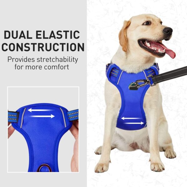 Dog Harness No Pull for Large Medium Dogs, Adjustable Reflective Harness Dog Harness Escape proof Lightweight Breathable Pet Vest Harness medium large dog for Walking Training Blue M - Image 4
