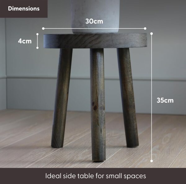 Eden Creations Wooden Stool - Ideal Plant Table, Side Table for Living Room, Indoor Plant Stand, Small Bedside or Bathroom table, Mini Table (35cm) - Image 4