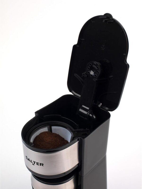 Salter Digital Coffee Maker – One Cup Filter Coffee Machine, Washable & Reusable Filter, Includes 420ml Stainless Steel Travel Mug, 3-4 Minutes Brewing, Suitable For Ground Coffee / Pads, Timer, 750W - Image 9