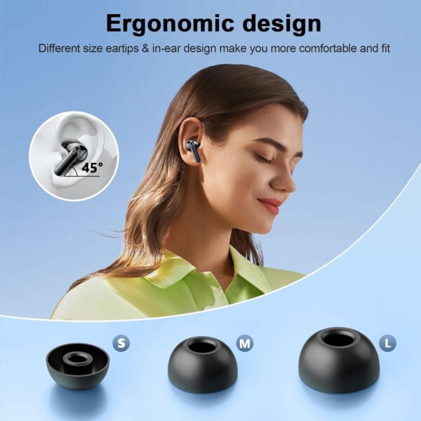 Ear buds Wireless Earbuds, Bluetooth 5.3 Headphones 2025 NEW Wireless Earphones, 4 ENC Noise Cancelling Mic, HiFi Stereo, 48H Playtime Mini In Ear Bluetooth Earbuds LED Display IP7 Waterproof, Black - Image 7