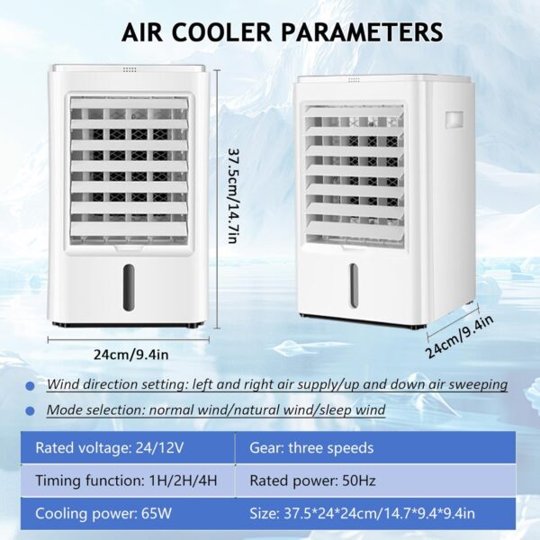Cplsntaeam Air Cooler, 4L Portable Air Conditioner with 3 Wind Speeds and Timing Function, Evaporative Air Coolers Quiet Desktop Air Cooler Fan for Home Office Dorm Camping,12V - Image 8