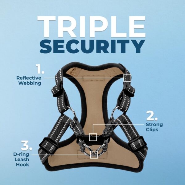 Voyager Adjustable Dog Harness with Reflective Stripes by Best Pet Supplies, Heavy-Duty Full Body No Pull Vest with Leash D-Ring, Breathable, Army, size M - Image 3