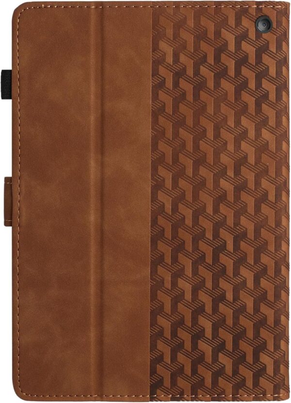 LMFULM® Case for Amazon Fire HD 8/8 Plus 2020 10th Gen (8.0 Inch) PU Leather Case Protective Shell Wallet with Sleep/Wake Stand Case Flip Cover Holster Building Block Print Brown - Image 4