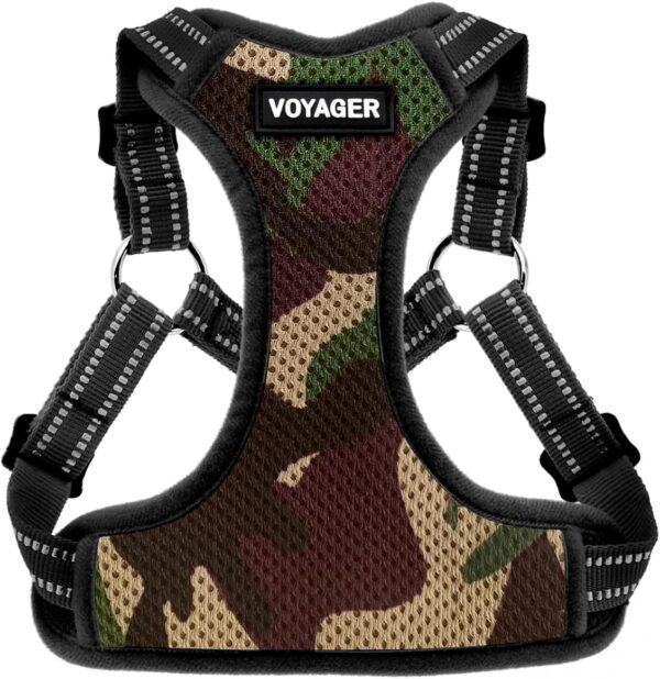 Voyager Adjustable Dog Harness with Reflective Stripes by Best Pet Supplies, Heavy-Duty Full Body No Pull Vest with Leash D-Ring, Breathable, Army, size M - Image 2
