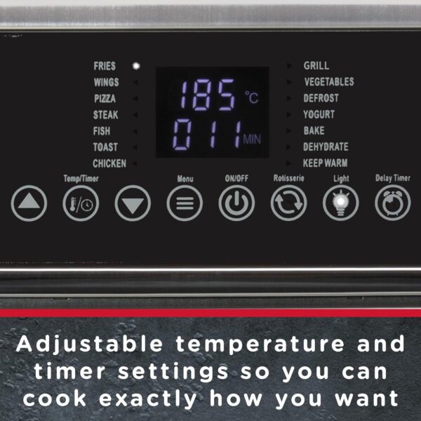 Sensio Home Gourmet Pro Clean Cook Air Fryer Oven - Dehydrator 1600W | 15L Capacity with Rotisserie Function and 14 Digital Preset Programs, Family Size Healthy Oil Free Cooking, Full Accessory Set - Image 10