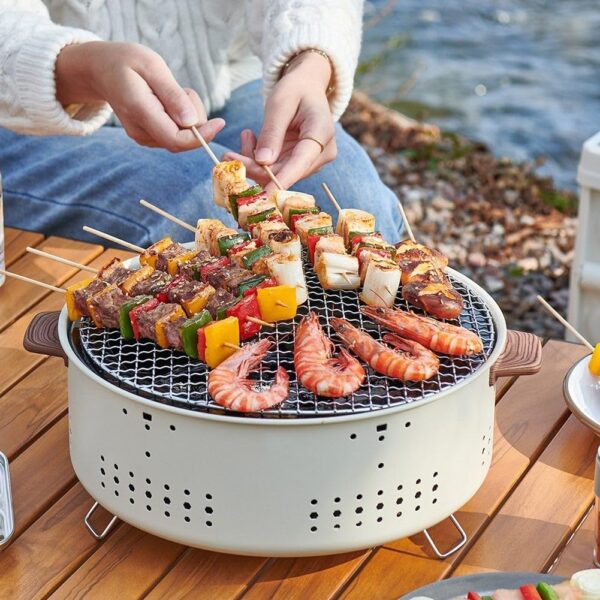 BBQ Grill, Portable Pre-Seasoned Charcoal Grill Stove, Versatile Cooking Methods, Indoor Outdoor Hibachi-Charcoal Grill For Camping Picnic Party(B) - Image 4