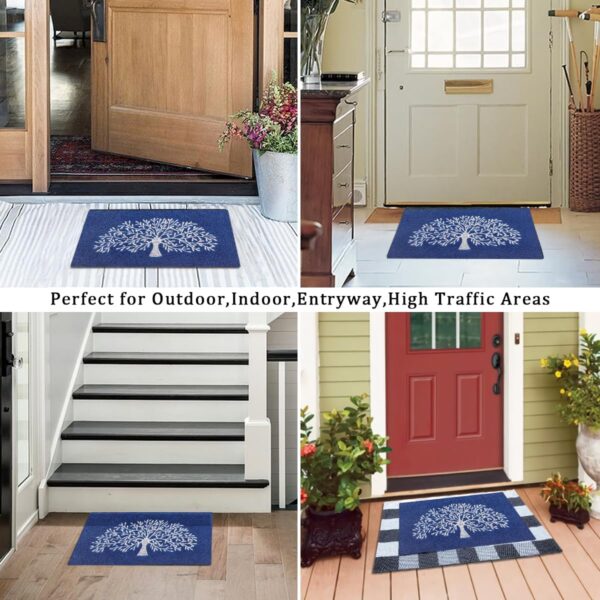 AOAOPQ Front Door Mats Indoor Washable Floor Mat Inside Heavy Duty Non Slip Entrance Rug Shoes Scraper Absorbent Thin Door Blue Mat - Image 8