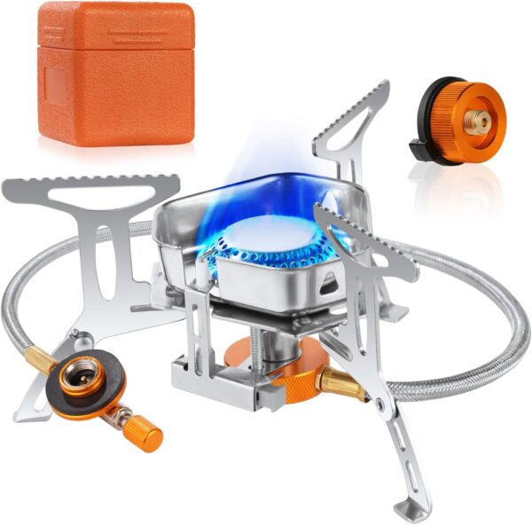 Adiwo Camping Stove Portable, Windproof Backpacking Burner, 3500W Rocket Gas Stove With Piezo Ignition, Foldable for Outdoor Hiking, Picnic, Trekking, BBQ - Image 2