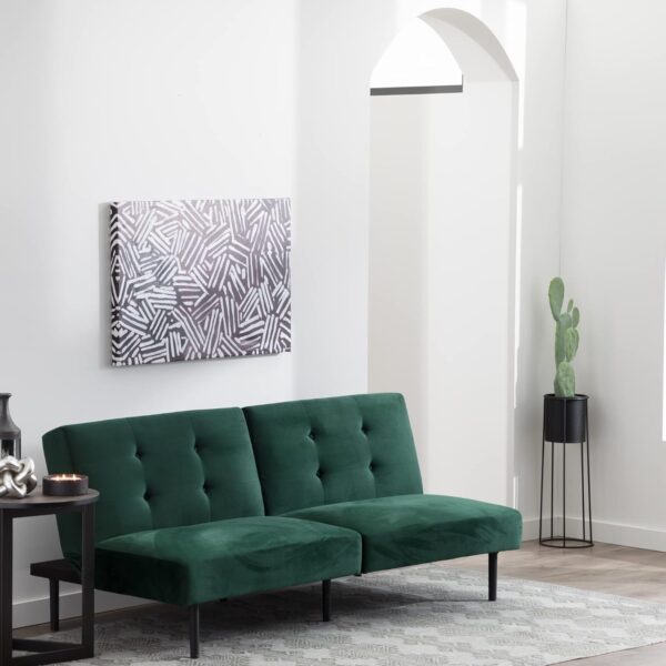 Edenbrook Gilman Futon - Futon Sofa Bed - Armless, Tufted Back, Forest Green Velvet - 68.5" x 33.8" x 29.7" - Living Room - Image 2