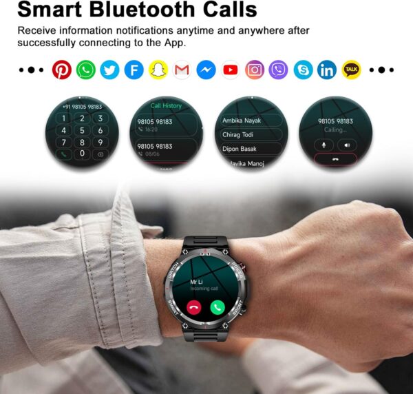 Blackview Military Smart Watch for Men (Answer/Make Calls), 1.39" HD Fitness Watch with Heart Rate SpO2 Sleep Monitor Stress Test, 100+ Sports Modes Waterproof Outdoor Smartwatch for iOS Android - Image 4