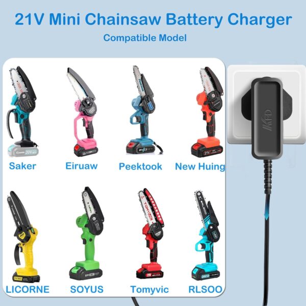 KFD 21.5V Power Adapter for AstroAI 20V MAX Li-ion Battery Cordless Tire Inflator Air Compressor 21V Battery Charger for Mini Chainsaw, Leaf Blower, Electric Pruning Shears Drill 20V/21V Power Tools - Image 4