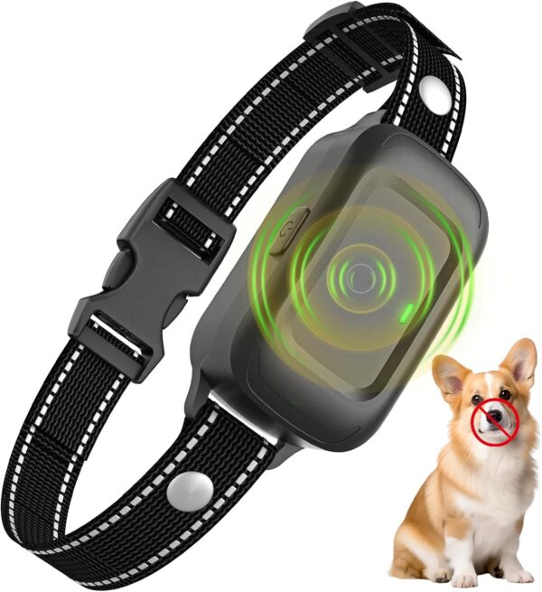 Anti Bark Collar for Dogs, Smart Ultrasonic Anti Barking Device for Dogs, Rechargeable Dog Barking Deterrent Device for Dog, IP67 Waterproof (Black&White) - Image 2