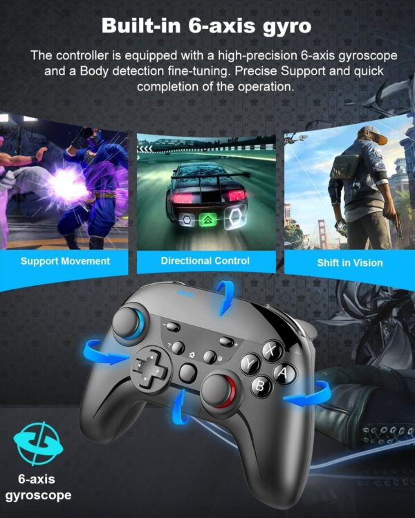 Cehensy Wireless Switch Controller for Nintendo Switch/Switch Lite/Switch OLED/PC Window Game,Bluetooth Switch Pro Controllers Gamepad with Wake up,Gyro Axis,Turbo,Dual Vibration,Screenshot,Black - Image 5