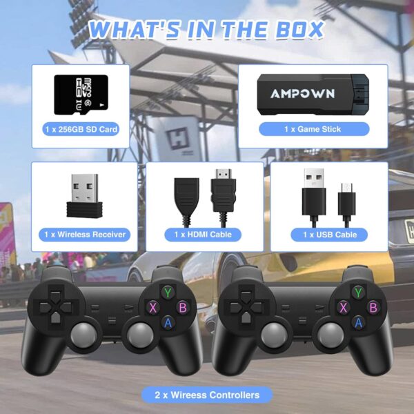 Retro Games Console With Dual 2.4g Wireless Controllers, Built-In Card 50000+ Games Game Stick , Plug And Play Retro Game Stick Support 40+ Simulators, 4K HD Output For TV-128G - Image 3