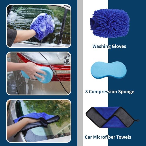 Bemece 29 Piece car detailing kit, car cleaning kit for Cleaning Wheels, Interior, Exterior, Leather, Dashboard, Vents (Blue)… - Image 6