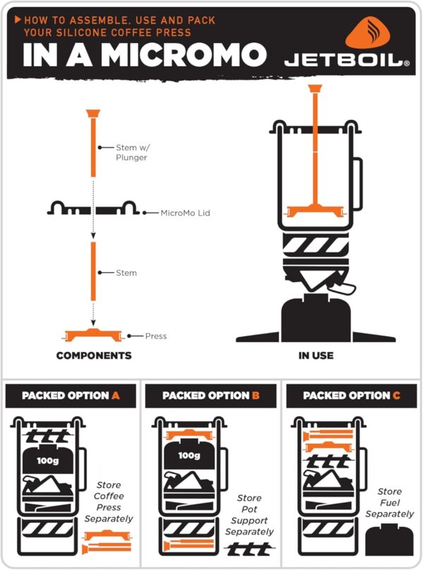 Jetboil Silicone French Press Coffee Maker Camping Stoves, Regular - Image 8