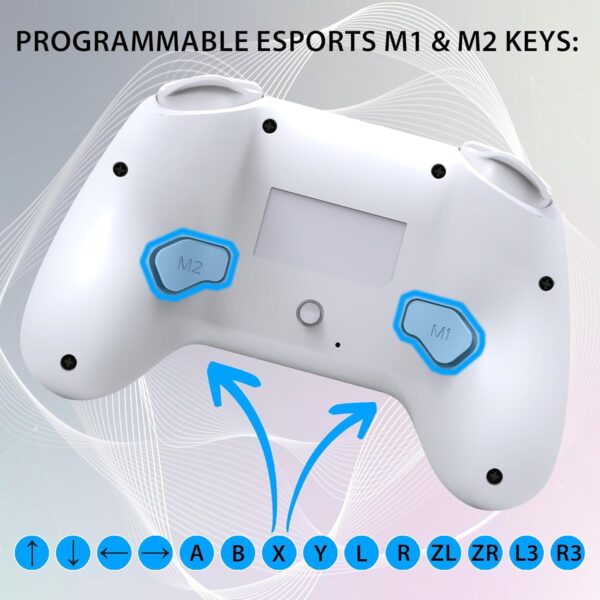 Subsonic – Wireless controller for Switch and Switch Oled – Gamepad bluetooth controller with LED, vibrations ant 6 axis gyro - White - Image 7