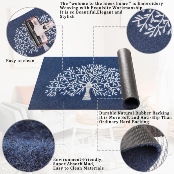 AOAOPQ Front Door Mats Indoor Washable Floor Mat Inside Heavy Duty Non Slip Entrance Rug Shoes Scraper Absorbent Thin Door Blue Mat - Image 5