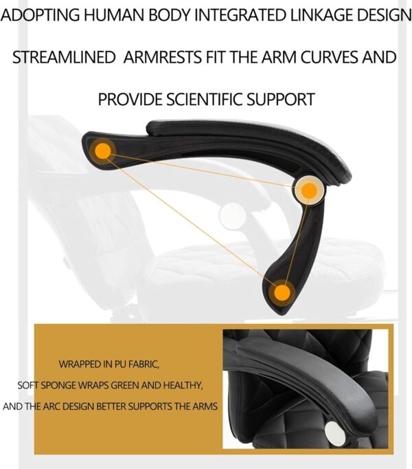 Ergonomic Gaming Chair with Massage Function, Footrest, 360° Swivel, Quiet Wheels, Wide Headrest & Armrests - Ideal for Office, Home, Study, Executive Use - Image 7