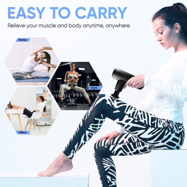 Massage Gun Back Massager (UK Company) 4 Massage Heads 4 Message Levels Muscle Massage Gun Deep Tissue Mini Massager - Image 6