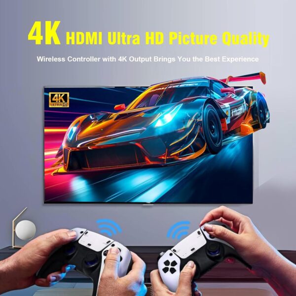 Wireless Retro Game Console, Retro Game Stick 4K HDMI Output Built-in 20000+ Games Daul 2.4GHz Wireless Controllers 9 Emulators Plug and Play Video Games for TV - Image 3