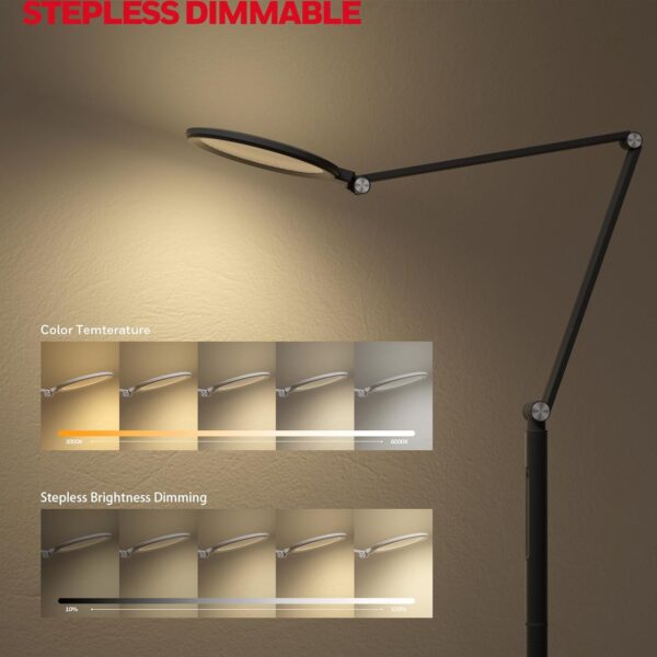 Honeywell LED Floor Lamp - F01BK Sunturalux™ Eye Caring Dimmable Standing Light with Remote,Bright Natural Daylight 5 Colors & 5 Brightness Adjustable Tall Lampara for Home Office Living Room Bedroom - Image 4