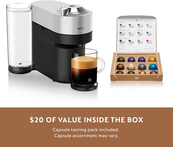 Nespresso Vertuo Pop+ Deluxe Coffee and Espresso Machine by De'Longhi, Silver - Image 9
