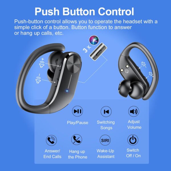Wireless Earbuds, Wireless Headphones with ENC Mic, 68H Bluetooth 5.3 Headphones Dual LED Display, 2025 New Noise Cancelling Earbud, Sport Earphones with EarHooks, IP8 Waterproof Ear Buds, USB-C - Image 8