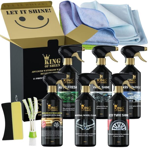 King of Sheen Waterless 11 Piece Car Cleaning Kit, to Clean Your Entire Vehicle to a showroom Standard. Ideal Car Gift Set for the Car Enthusiast. - Image 2