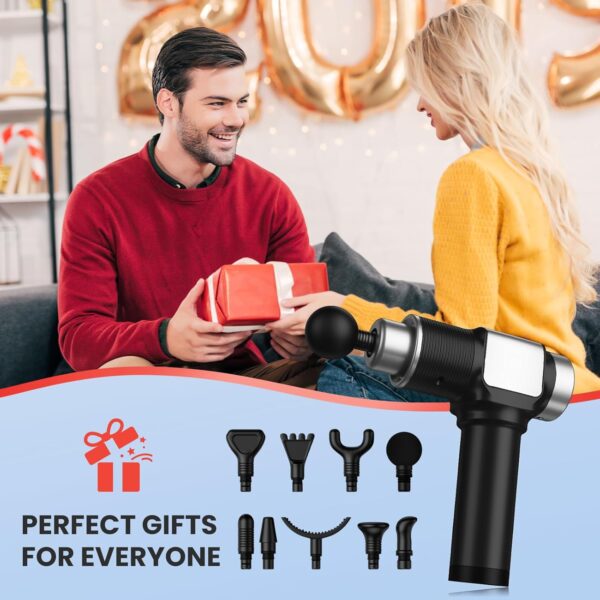 JQX Massage Gun, Deep Tissue Massage Gun for Pain Relief with 30 Speed Levels and 9 Attachments, Ultra Quiet Massager Gun, Lightweight and Portable - Black - Image 8