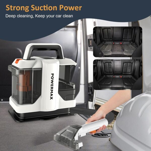 Portable Carpet Cleaner Machine, 750W Handheld Spot & Stain Carpet Cleaner Machine, 15Kpa Fabric Steam Cleaner Pet Stain Remover with 2 Brush Head, Clean Water Tank,for Home - Image 8