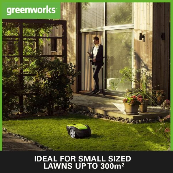 Greenworks Optimow S Robot Lawnmower for Lawns up to 300m2 with 30% Slope, Ultra Quiet, Bluetooth App Controlled, Easy to Set Up, Advanced Safety Features, Theft Protected, 3 Year Guarantee - Image 3