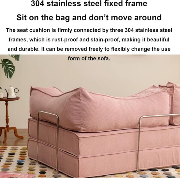 Modular Sectional Sofa Couch Convertible Sofa Bed with Removable Backrest and Chenille Fabric Folding Sofa Bed for Living Room 1.5m E - Image 7