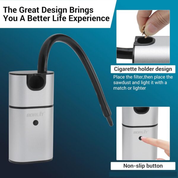 BORUiT Smoking Gun BBQ Cold Food Smoker, Portable Smoke Infuser Cheeses Salmon Sausage Meat Cocktail Smoker Handheld Portable BBQ Smoker with Wood Chips - Image 4