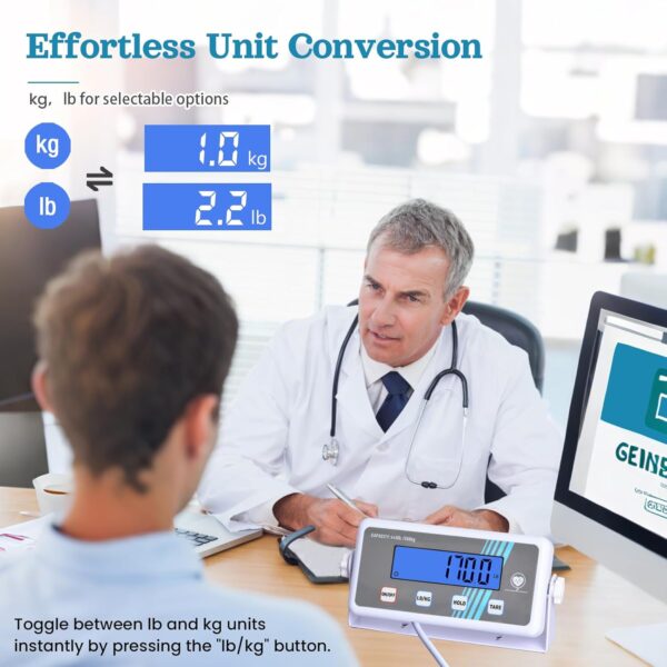 heninhill Extra Large Medical Scale for Body Weight 440lb/200kg, Heavy Duty Digital Scale with Large Display, Professional Scale for Clinic Gym Home Office - Image 7