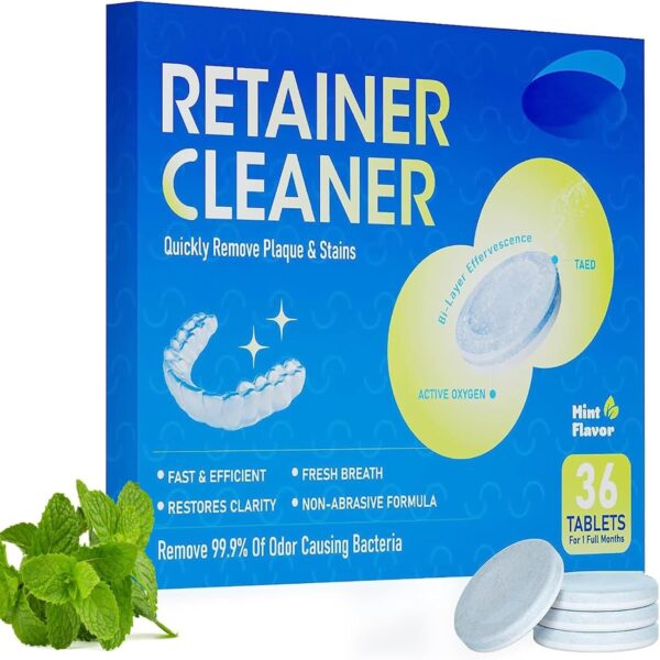 Cleaning Tablets - 36 Tablets,Retainer Cleaning Tablets,Denture Cleaner,Mouth Guard Cleaner for Cleaning Dentures & Orthodontic Dental Appliances - Image 2