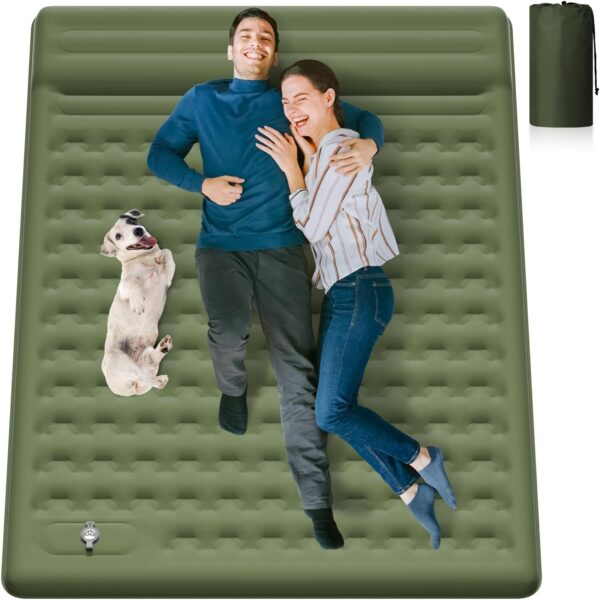 MAMBAKOTR Camping Air Bed 12-15CM Extra Thick, Reinforced Support Structure with Built-in Foot Pump and Pillow Portable Camping Sleeping Mat Air Mattress for Tent Backpacking Hiking Travel - Image 2