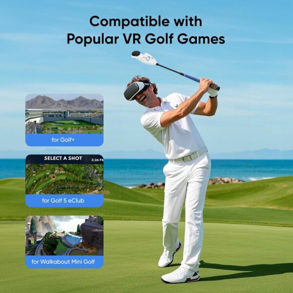 VR Golf Club Attachment Compatible with Meta Oculus Quest 3/Quest 2/Meta Quest 3S, Aluminum Non-Slip Golf Handle Grip for Golf+ 1:1 Molded Controller Adapter & Fixed Plate - Image 3