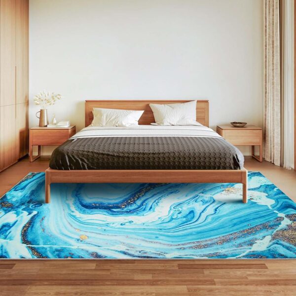 Betadistor Area Rugs Abstract Rug Home Modern Rugs Chic Ink Splash Soft Carpet Non-slip Carpets Area rug for Living room, Bedroom, Office and Indoor Decoration 60x90 CM, Blue, 306-04060 - Image 5