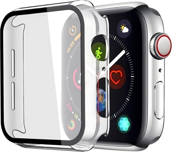 Whioltl Clear Case with Tempered Glass Screen Protector for Apple Watch Series 6 Series SE Series 5 Series 4, Transparent Ultra-Thin Cover, Shockproof Hard PC Bumper Compatible with iWatch 40mm - Image 2