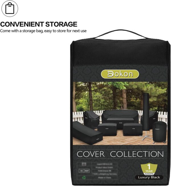 Dokon Garden Furniture Covers Waterproof Heavy Duty 600D Oxford Fabric Patio Table Cover with Air Vent Windproof Anti-UV Outdoor Table and Chairs Covers, Rattan Sofa Cover Square (220x220x90cm) - Image 8