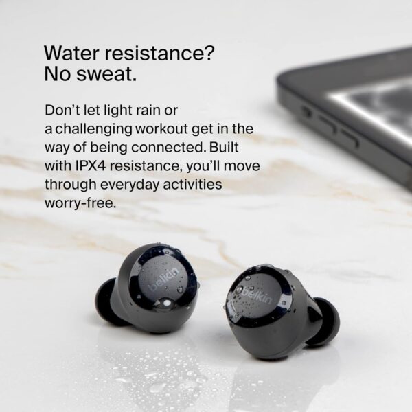 Belkin SoundForm Bolt True Wireless Earbuds, Wireless earphones with up to 28H of battery life and Mono Mode, IPX4 sweat and water resistance, Bluetooth headphones with mic for iPhone, Galaxy and more - Image 9