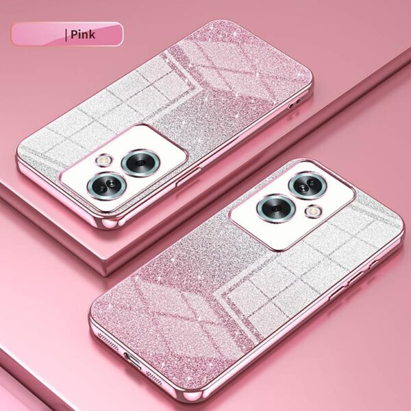 SEAHAI Case for OPPO A79 5G / OnePlus Nord N30 SE 5G, Ultra Thin Transparent Gradient Color Shining Pattern Card Plating Design Shockproof TPU Bumper Soft Silicone Fashion Cover - Pink - Image 3