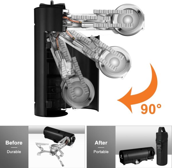 Odoland Foldable Camping Stove, 1400W Portable Butane Stove with Storage Bag, Great for Camping, Road Trip and Emergency Black - Image 3